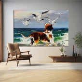 Köpek ve Martılar Kanvas Tablo thumbnail 1