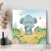 Fil ve Kelebekler Kanvas Tablo thumbnail 3