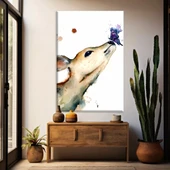 Geyiğin Burnundaki Kelebek Kanvas Tablo thumbnail 1