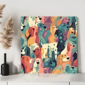 Renkli Sevimli Köpekler Kanvas Tablo thumbnail 3