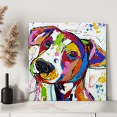 Renkli Şirin Köpek Kanvas Tablo thumbnail 2