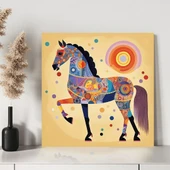 Atın Renkli Duruşu Kanvas Tablo thumbnail 3