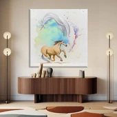 Kahverengi Koşan At Kanvas Tablo thumbnail 1