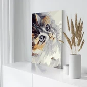 Gözlerin İfadesi Kedili Kanvas Tablo thumbnail 3