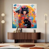 Siyah Kedi Kanvas Tablo thumbnail 1