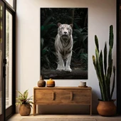 Siyah Beyaz Çizgili Kaplan Kanvas Tablo thumbnail 1