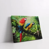 Renkli Papağnlar Kanvas Tablo thumbnail 2