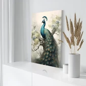 Çicek Dalı Tavus Kuşu Kanvas Tablo thumbnail 3