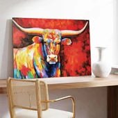 Renkli Boğa Kanvas Tablo thumbnail 3