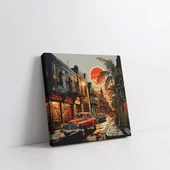 Gece Vakti Şehir Yaşamı Kanvas Tablo thumbnail 2