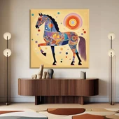 Atın Renkli Duruşu Kanvas Tablo thumbnail 1