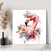 Çiçekli Flamingo Kanvas Tablo thumbnail 3