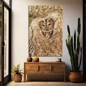 Kamufle Baykuş Kanvas Tablo thumbnail 1