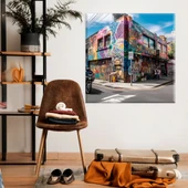 Geceyi Aydınlatan Sokak Kanvas Tablo thumbnail 1