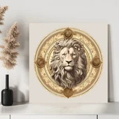 Yuvarlak Aslan Kanvas Tablo thumbnail 3