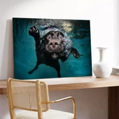 Yüzücü Deniz Aygırı Kanvas Tablo thumbnail 3