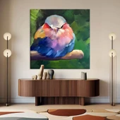 Daldaki Renkli Kuş Kanvas Tablo thumbnail 1