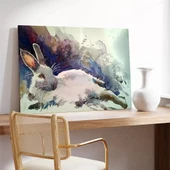 Dinlenen Tavşan Kanvas Tablo thumbnail 3