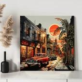 Gece Vakti Şehir Yaşamı Kanvas Tablo thumbnail 3