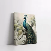 Çicek Dalı Tavus Kuşu Kanvas Tablo thumbnail 2