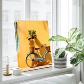 Sarı Arka Plan Bisiklet Dikey Kanvas Tablo thumbnail 1