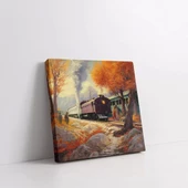 Sonbahar Treni Kare Kanvas Tablo thumbnail 2