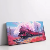 Pembe Treni Panoramik Yatay Kanvas Tablo thumbnail 2