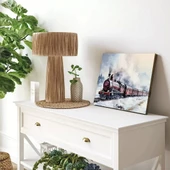 Karlı Buharlı Tren Panoramik Yatay Kanvas Tablo thumbnail 1