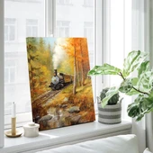 Sonbahar Treni Dikey Kanvas Tablo thumbnail 1