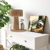 Nehir Kıyısında Buharlı Tren Yatay Kanvas Tablo thumbnail 1