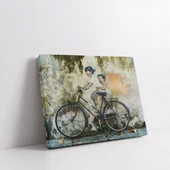 Nostaljik Bisiklet ve Çocuk Yatay Kanvas Tablo thumbnail 2