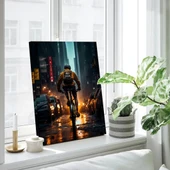 Gece Bisikletçisi Dikey Kanvas Tablo thumbnail 1