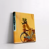 Sarı Arka Plan Bisiklet Dikey Kanvas Tablo thumbnail 2