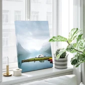 Huzurlu Göl Evi Dikey Kanvas Tablo thumbnail 1