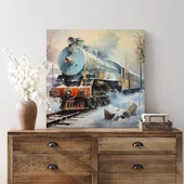 Buharlı Tren Kare Kanvas Tablo thumbnail 1