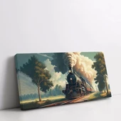 Buharlı Tren Manzarası Panoramik Yatay Kanvas Tablo thumbnail 2