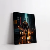 Gece Bisikletçisi Dikey Kanvas Tablo thumbnail 2