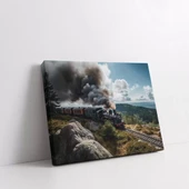 Dağlar Arasında Tren Yatay Kanvas Tablo thumbnail 2