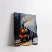 Buharlı Tren Yolculuğu Dikey Kanvas Tablo thumbnail 2