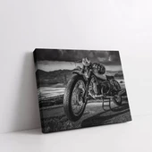 Siyah Beyaz Motosiklet Yatay Kanvas Tablo thumbnail 2