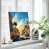 Güneşli Sokak Dikey Kanvas Tablo thumbnail 1