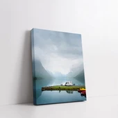 Huzurlu Göl Evi Dikey Kanvas Tablo thumbnail 2