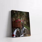 Çiçek Sepeti Bisiklet Dikey Kanvas Tablo thumbnail 2