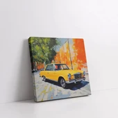 Sonbahar ve Araba Kare Kanvas Tablo thumbnail 2