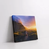 Gün Batımı Yol Kare Kanvas Tablo thumbnail 2