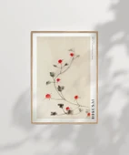Çerçevesiz Poster Hokusai Asma Üzerinde Küçük Kırmızı Çiçekler thumbnail 2