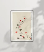 Çerçevesiz Poster Hokusai Asma Üzerinde Küçük Kırmızı Çiçekler thumbnail 3