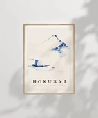 Çerçevesiz Poster Hokusai Fuji Dağı Önünde Teknede Bir Kişi thumbnail 2