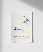Çerçevesiz Poster Hokusai Fuji Dağı Önünde Teknede Bir Kişi thumbnail 1