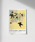 Çerçevesiz Poster Hokusai Ortanca ve Kırlangıç thumbnail 1